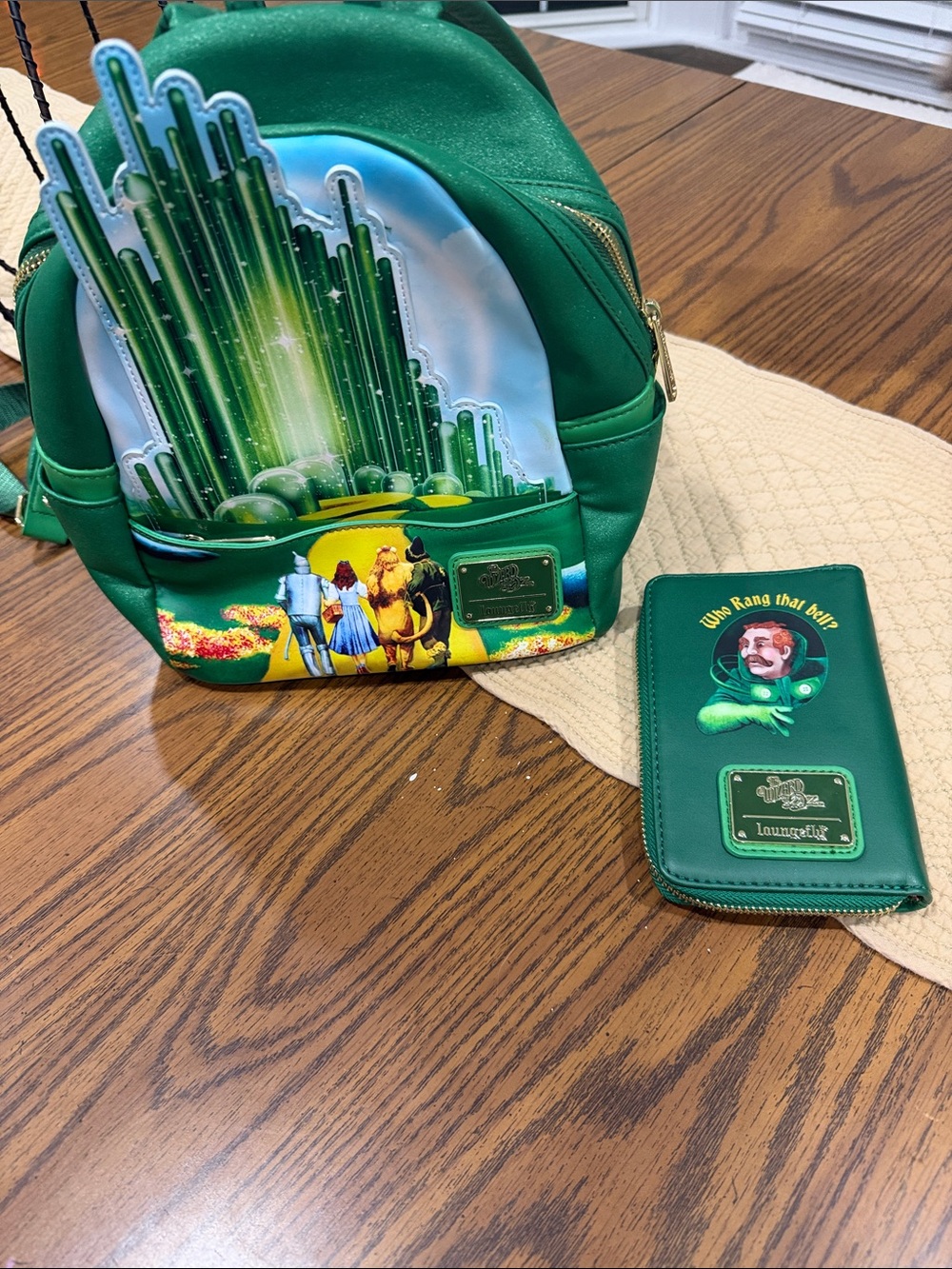 Loungefly Green Wizard of Oz Emerald City Mini Backpack and Wallet Set